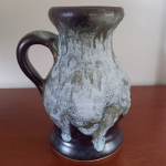 Vintage Vaasje W. Germany in groen, bruin- en grijstinten